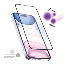 Protection d&rsquo;&eacute;cran antibact&eacute;rienne en verre tremp&eacute; ultra-r&eacute;sistant (100% de surface couverte) pour Apple iPhone 14 Pro Max, Noir