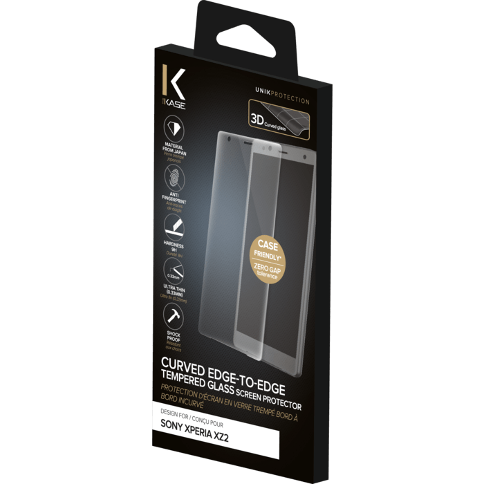 Protection d'&eacute;cran en verre tremp&eacute; Bord &agrave; Bord Incurv&eacute; pour Sony Xperia XZ2, Transparent