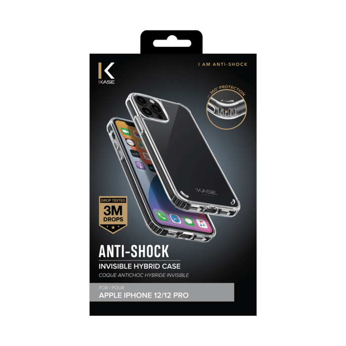 Coque Antichoc hybride invisible for Apple iPhone 12/12 Pro, Transparente