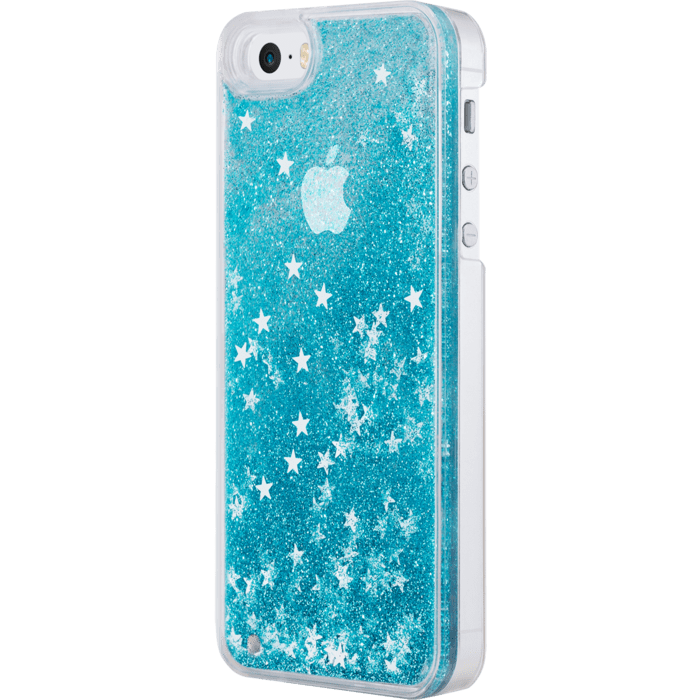 (P) Bling Bling Coque Pailletée pour Apple iPhone 5/5s/5C/SE, Bleu Neige
