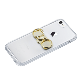 Double Anneaux Accroche & Support Smartphone, Barre M&eacute;tallique Dor&eacute;e