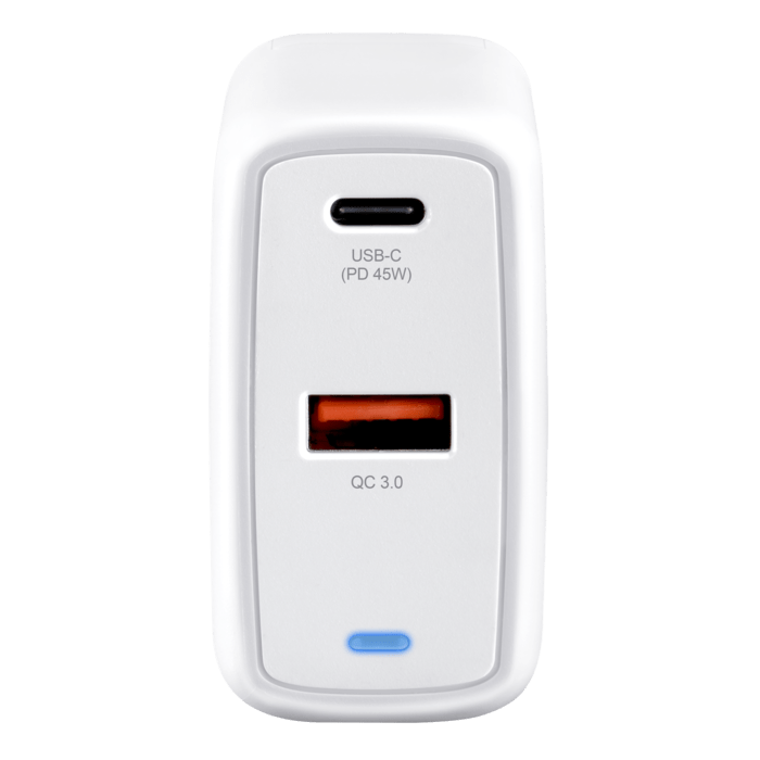 Chargeur secteur mural UE double USB universel PowerPort Speed+ Charge Rapide 45W (QC 4+/Power Delivery), Blanc