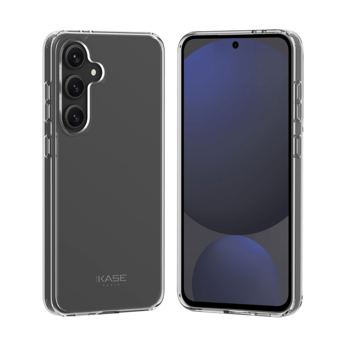 Coque hybride invisible fabriqu&eacute;e &agrave; 83 % de plastique recycl&eacute; pour Samsung Galaxy S24 FE 5G, Transparente