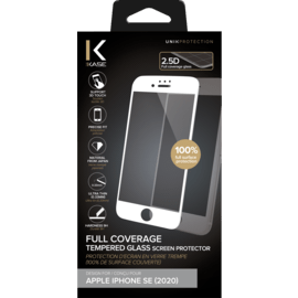 Protection d'&eacute;cran en verre tremp&eacute; (100% de surface couverte) pour Apple iPhone SE 2020, Blanc