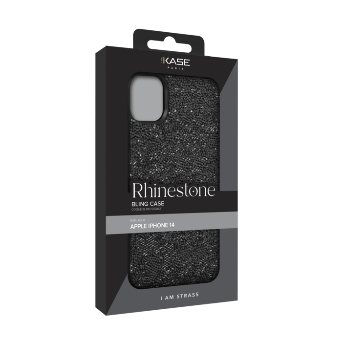 Coque Bling Strass pour Apple iPhone 14, Minuit Noir