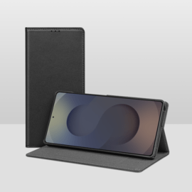 Coque clapet folio avec fente pour cartes & support pour Samsung Galaxy S25 Ultra 5G, Noir