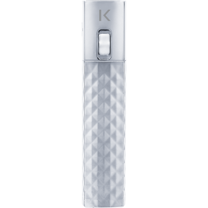 Batterie Externe Rouge &agrave; L&egrave;vres Bling Bling m&eacute;tallique 2600 mAh, Argent