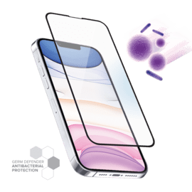 Protection d&rsquo;&eacute;cran antibact&eacute;rienne en verre tremp&eacute; ultra-r&eacute;sistant (100% de surface couverte) pour Apple iPhone 13 Pro Max, Noir