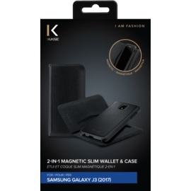 &Eacute;tui et Coque slim magn&eacute;tique 2-en-1 pour Samsung Galaxy Galaxy J3 (2017), Noir (v. EU/Asie - J330FDS & J330GDS)