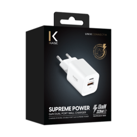 Chargeur mural double port GaN Supreme Power 33W (PPS), Blanc
