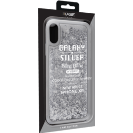 Bling Bling Coque paillet&eacute;e hybride pour Apple iPhone XR, Argent Galaxie