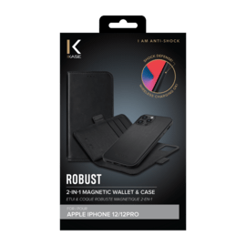 Etui & Coque robuste magnétique 2-en-1 pour iPhone Apple  12/12 Pro, Noir Onyx