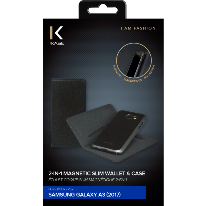 &Eacute;tui et Coque slim magn&eacute;tique 2-en-1 pour Samsung Galaxy A3 (2017), Noir