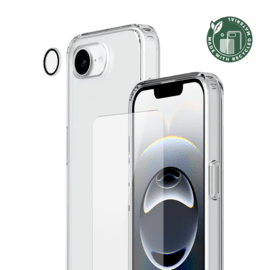 Pack combiné 3 en 1 (Coque hybride invisible, Écran en verre trempé de qualité supérieure et Protecteur de l’objectif de la caméra) pour Apple iPhone 16e, Transparente