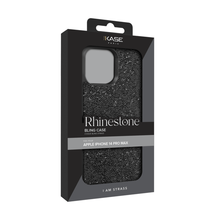 Coque Bling Strass pour Apple iPhone 14 Pro Max, Minuit Noir