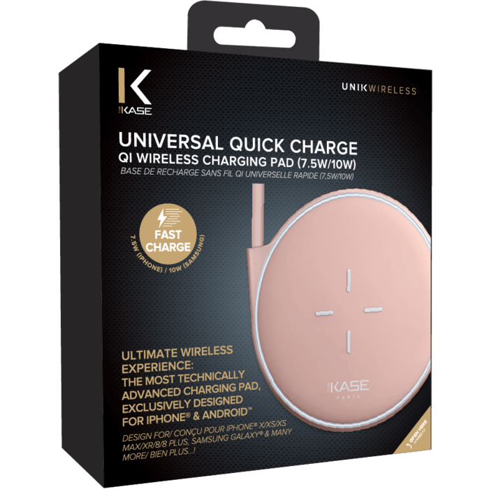 Pad di ricarica wireless universale Quick Charge Qi (7.5 / 10W), oro rosa