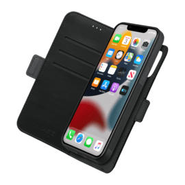 Robusto portafoglio magnetico 2 in 1 e custodia per Apple iPhone 13 Pro Max, Onyx Black
