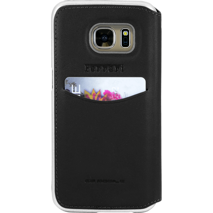 Ferrari 488 Coque clapet en cuir veritable pour Samsung Galaxy S7, Noir