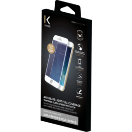 Protection d'&eacute;cran en verre tremp&eacute; avec anti-lumi&egrave;re bleue (100% de surface couverte) pour iPhone 6 Plus /6s Plus, Blanc