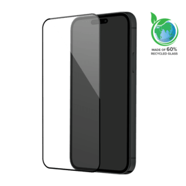 Protection d'&eacute;cran en verre tremp&eacute; (60% verre tremp&eacute; recycl&eacute;) pour Apple iPhone 15, Noir