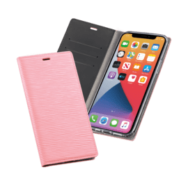 Diarycase 2.0 Coque clapet en cuir v&eacute;ritable avec support aimant&eacute; pour Apple iPhone 12/12 Pro, Rose Pastel