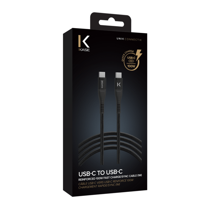 USB-C to USB-C Reinforced 100W Fast Charge/Sync cable (1M)