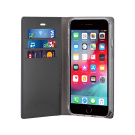 Diarycase 2.0 Custodia flip in vera pelle con supporto magnetico per Apple iPhone 6/6s/7/8/SE 2020/SE 2022, lilla viola