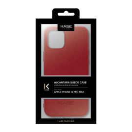 Coque en Su&egrave;de Alcantara pour Apple iPhone 12 Pro Max, Rouge rubis