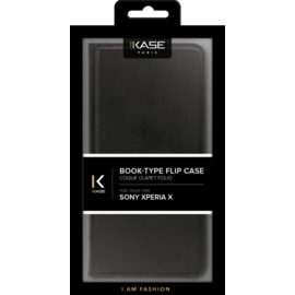 (P) Coque clapet avec pochettes CB & stand pour Sony Xperia X, Noir