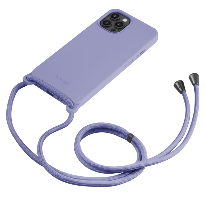 Coque en gel de silicone doux en bandouli&egrave;re pour Apple iPhone 12/12 Pro, Violet