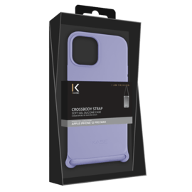 Coque en gel de silicone doux en bandouli&egrave;re pour Apple iPhone 12/12 Pro, Violet