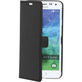 Coque clapet aimant&eacute;e avec pochette CB pour Samsung Galaxy Alpha, Noir