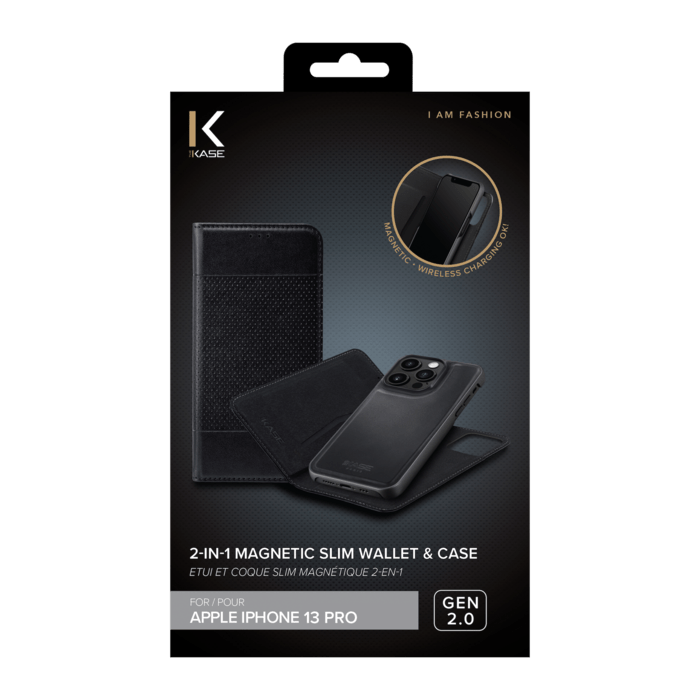 &Eacute;tui et Coque slim magn&eacute;tique 2-en-1 GEN 2.0 pour Apple iPhone 13 Pro, Noir
