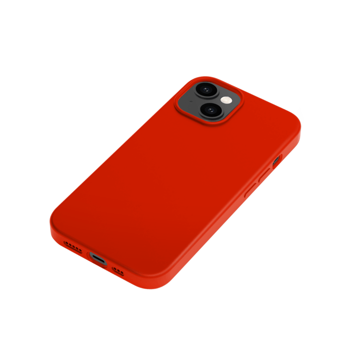 Coque antichoc en gel de silicone doux pour Apple iPhone 14, Rouge Ardent