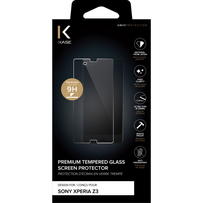 Protection d'&eacute;cran premium en verre tremp&eacute; pour Sony Xperia Z3, Transparent