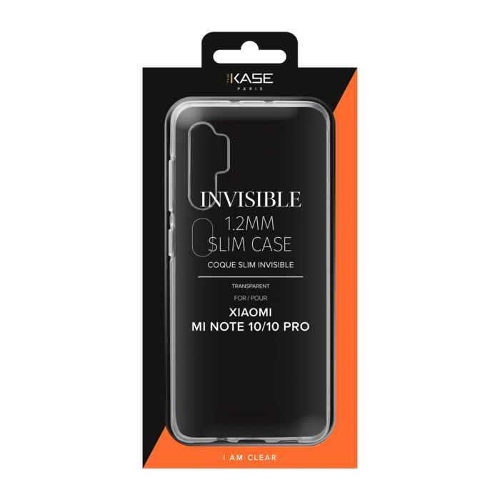 Coque Slim Invisible pour Xiaomi Mi Note 10/10 Pro 1,2 mm, Transparent