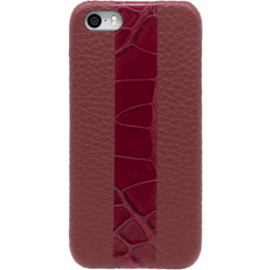 Case Case for Apple iPhone 5/5s/SE, Genuine alligator and grained calf leather, Red