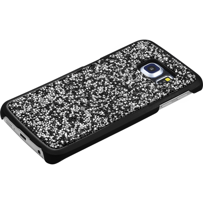 Coque Bling Strass pour Samsung Galaxy S6 Edge, Minuit Noir & Argent