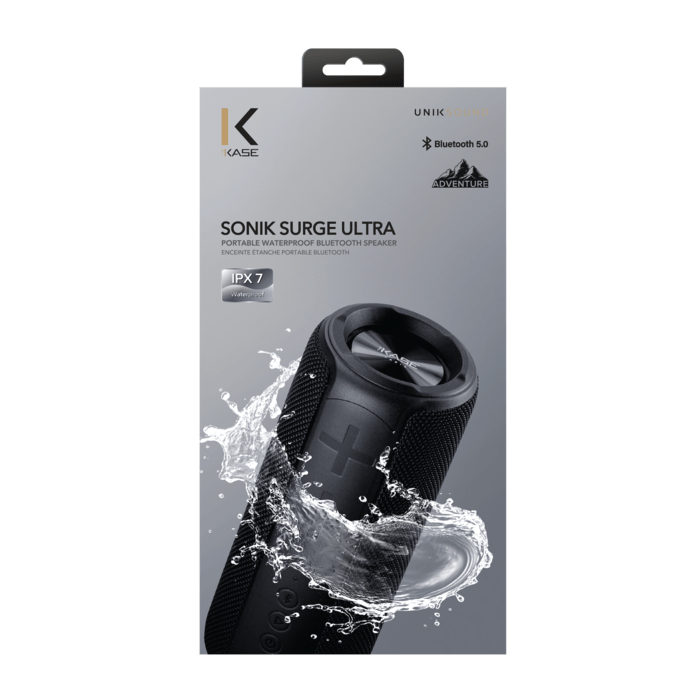 Enceinte &eacute;tanche portable Bluetooth Sonik Surge Ultra (IPX7), Noir de jais