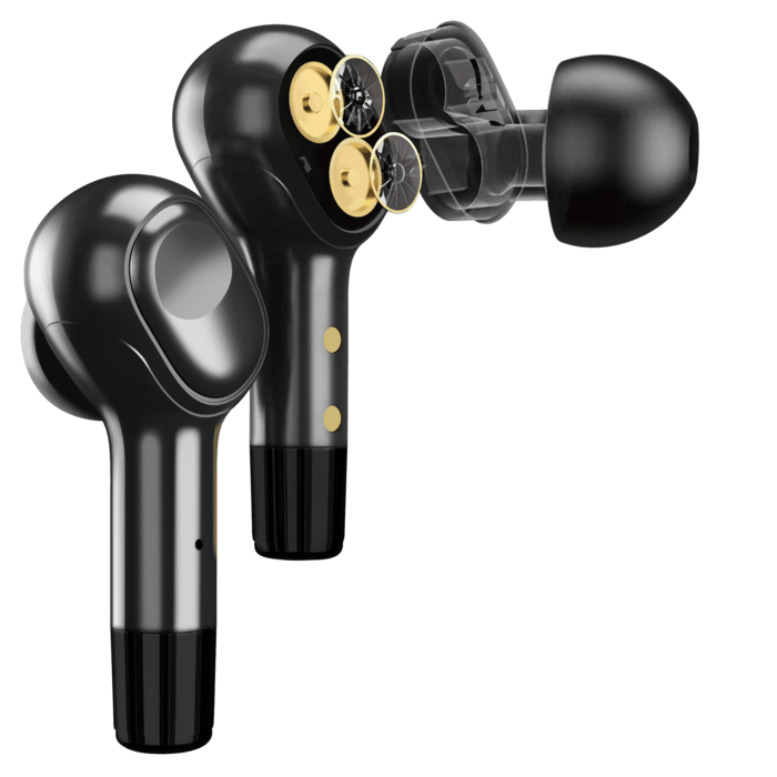 &Eacute;couteurs sans fil Sonik Pro intra-auriculaires avec bo&icirc;tier de chargement, Noir onyx