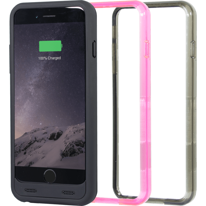 MFi certifi&eacute; Coque Baterie 2400mAh pour Apple iPhone 6/6s, Noir Mate (3 bumpers inclus)