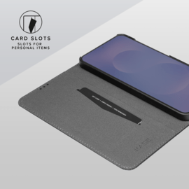 Coque clapet folio avec fente pour cartes & support pour Samsung Galaxy S25 Edge 5G, Noir