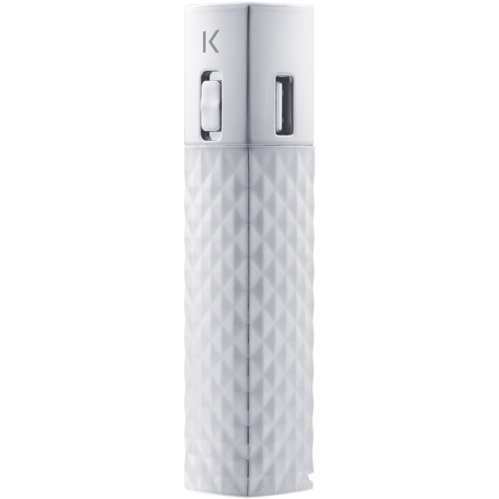 Batterie Externe Rouge &agrave; L&egrave;vres Bling Bling m&eacute;tallique 2600 mAh, Argent