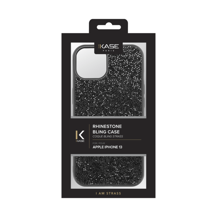 Coque Bling Strass pour Apple iPhone 13, Minuit Noir