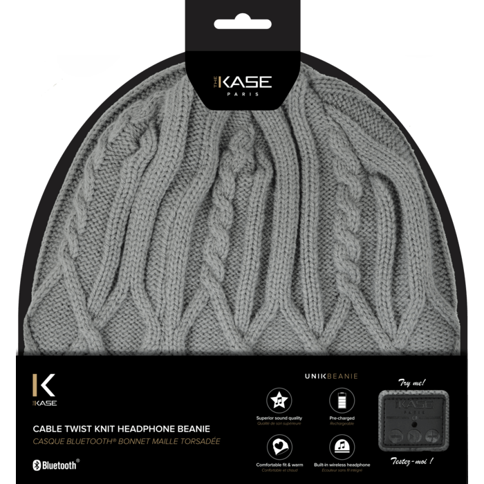 Casque Bluetooth Bonnet maille torsad&eacute;e