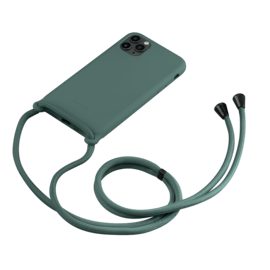 Coque en gel de silicone doux en bandouli&egrave;re pour Apple iPhone 11 Pro, Vert mousse