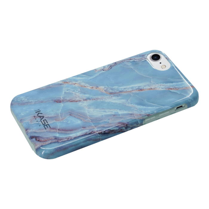 Coque en silicone effet marbr&eacute; pour Apple iPhone 6/6s/7/8/SE 2020, bleu granite