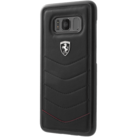 Ferrari Heritage Coque en cuir véritable pour Samsung Galaxy S8+, Noir