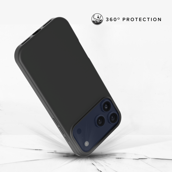Coque antichoc en gel de silicone doux pour 55% de plastique recycl&eacute; Apple iPhone 17 Pro, Noir satin