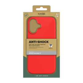 Coque antichoc en gel de silicone doux pour 55% de plastique recyclé Apple iPhone 17, Rouge Ardent